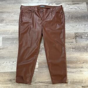 Torrid Faux Leather Pants Brown Plus Size 22R High Rise Skinny Moto Style